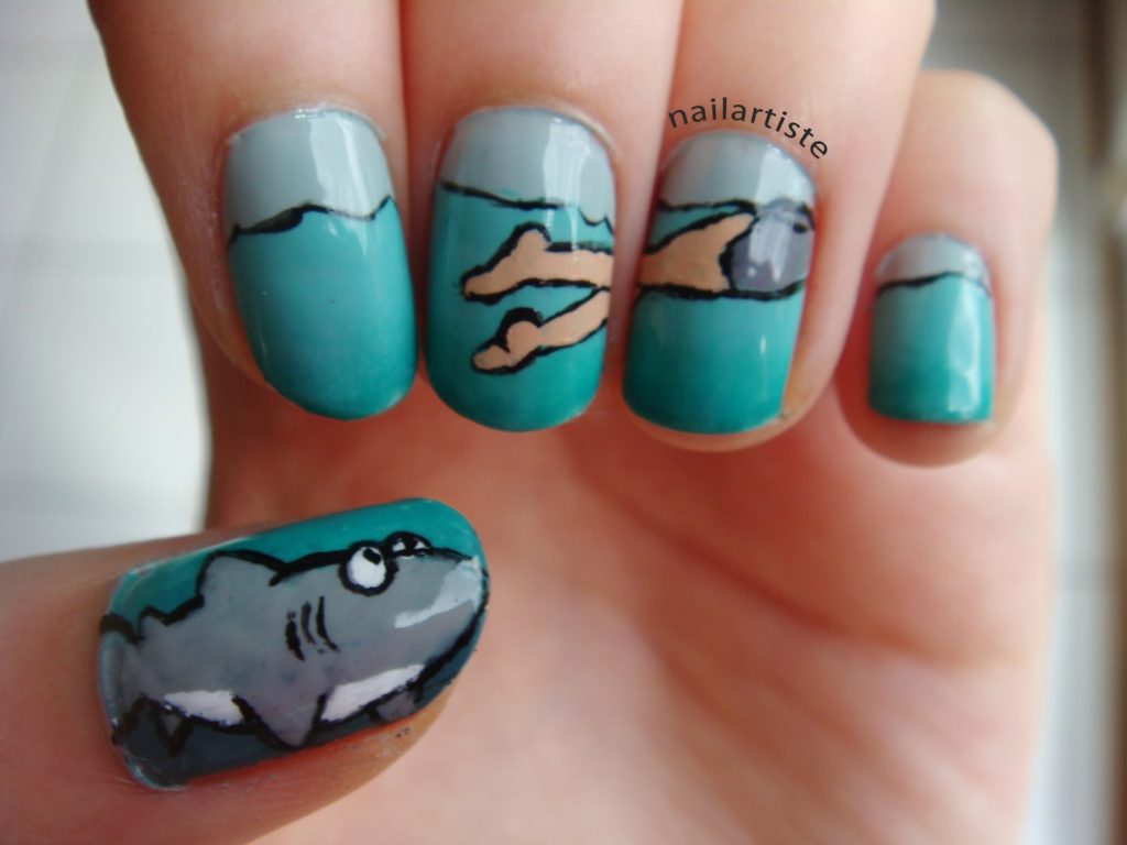 Killer Shark Week Nail Art